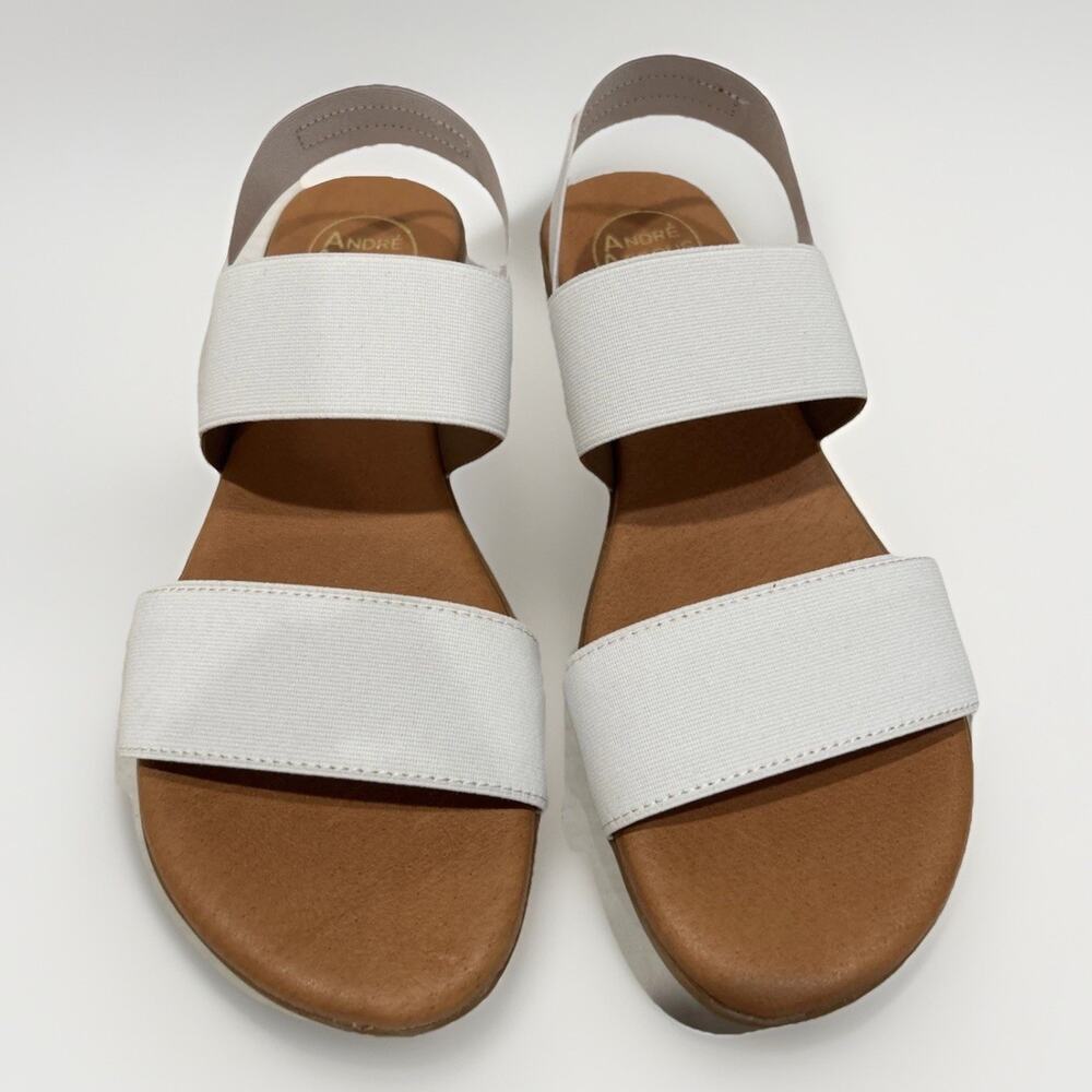 NWOT Andres Assous Nigella Sandal Size 9 White Strappy Elastic Slingback $110